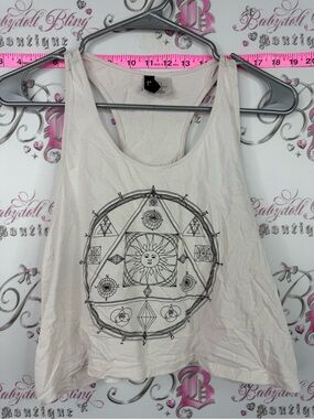 Divided tank top sun White Tank Top with Black Sun Mandala